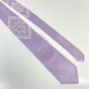 Luxury Silk Tie Purple, Ornate Crest Embellished w/Rhinestones, Wedding Festival